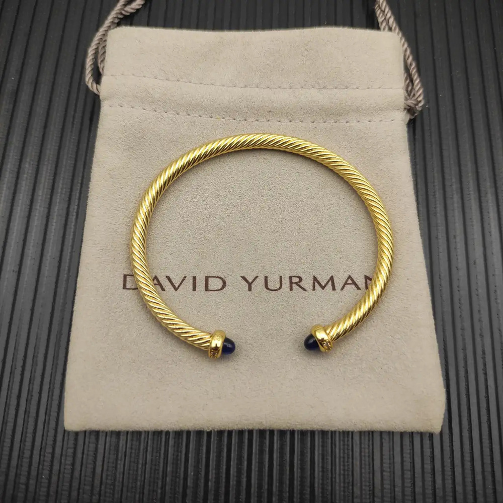 David Yurman 4mm Gold Sapphire Crystal Bracelet with Diamonds